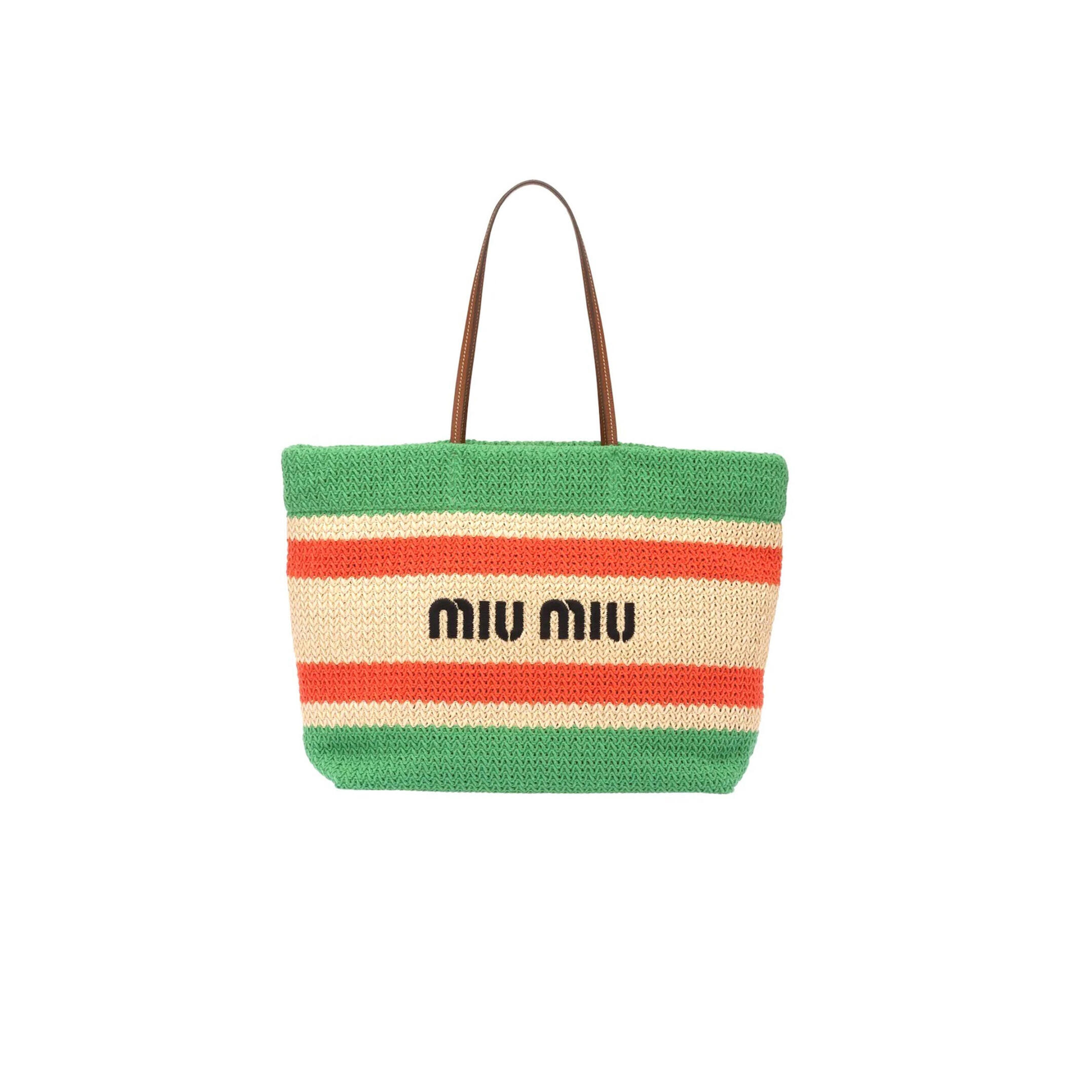 MIU MIU IMITATION RAFFIA WOVEN TOTE BAG 5BG228 (40*34*16cm)